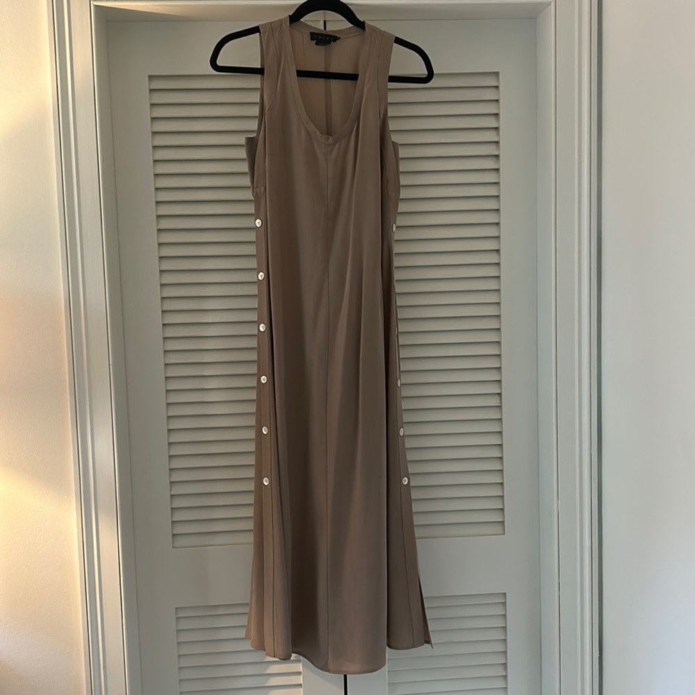 Hatch Linnea beige mauve silk maternity dress, size 0